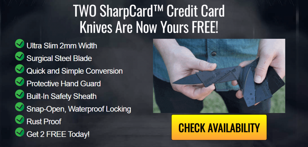 TWO SharpCard™ Credit Card Knives Are Now Yours FREE!