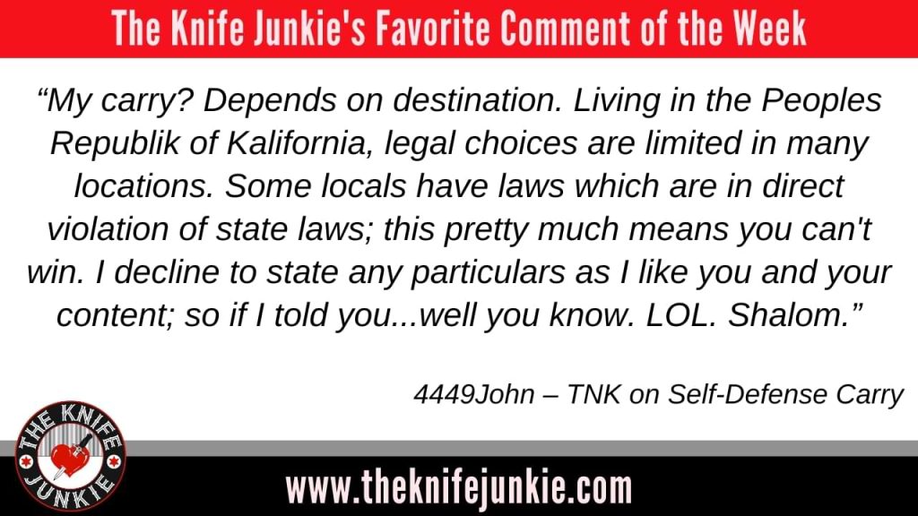 comment of the week -- Summer Travel Knife Purse (A Tribute to Scab) - The Knife Junkie Podcast (Episode 426)