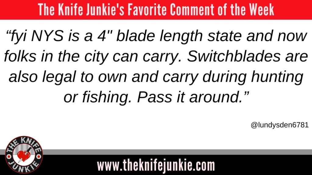 comment of the week - From Commander to Amphibian: 25 Years of Collecting Knives in 12 Folders: The Knife Junkie Podcast (Episode 484)