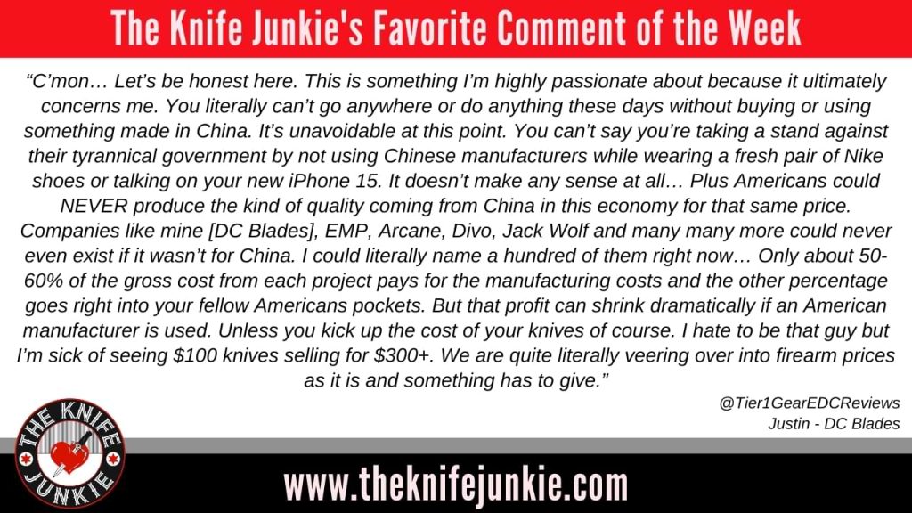 The Knife Junkie Podcast Comment of the Week Episode #507